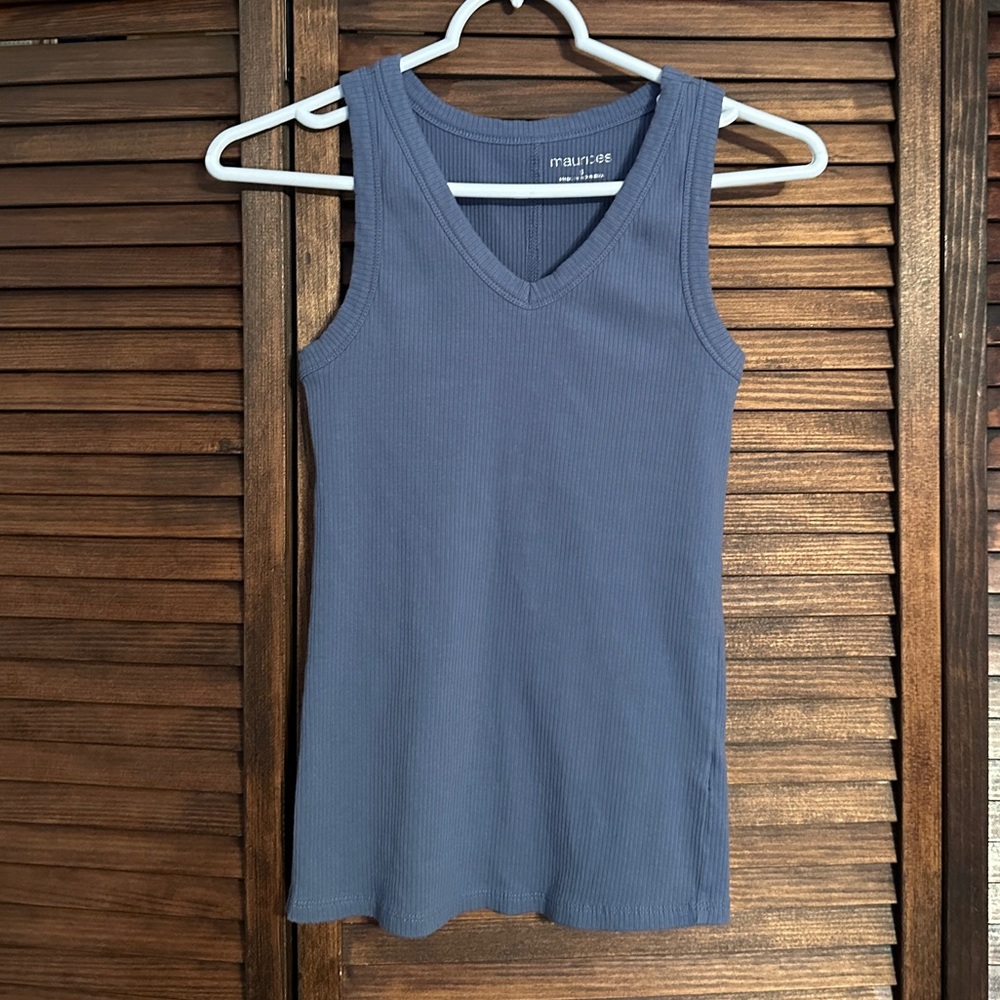 Maurices Slate V-Neck Ribbed Tank
